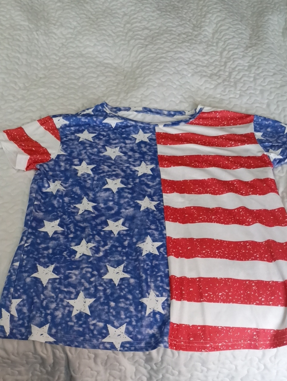 T'S 3 FOR $15!! Women's Short Sleeve Tee - Red, White, Blue American Flag Print